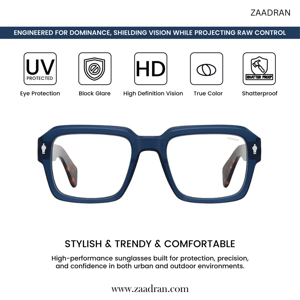 Bagan | Blue Leopard Transparent Wayfarer Sunglass - (ZAADWFBNBLUCG0022)