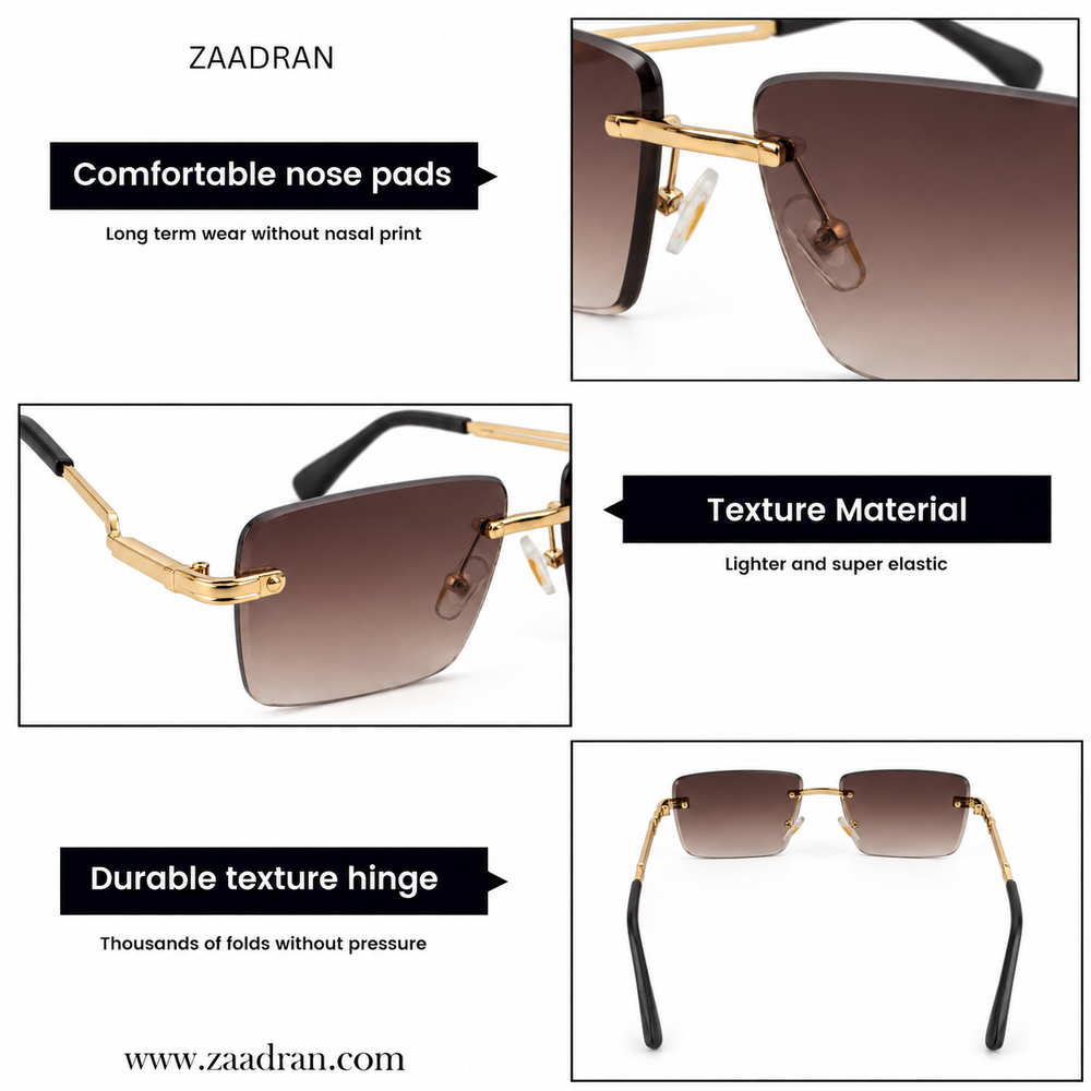 Richmond | Golden Brown Rimless Rectangle Sunglass