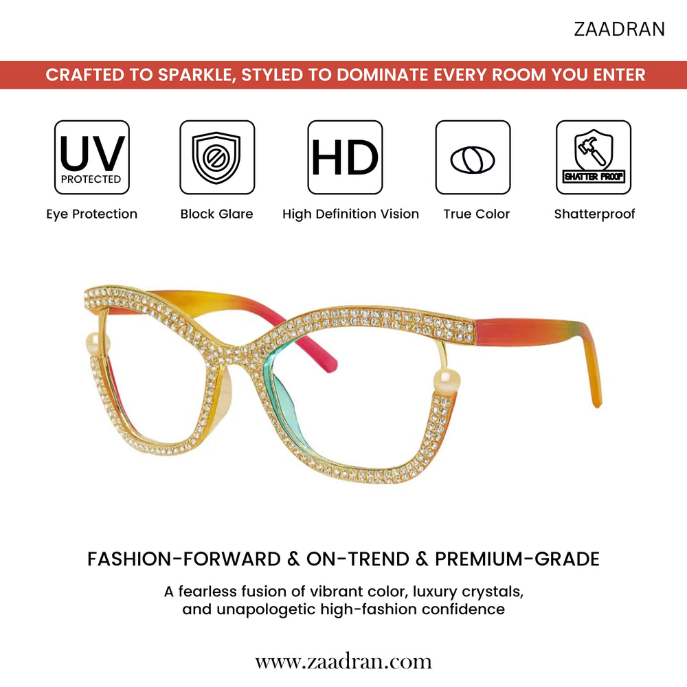 Diamond Cateyes | Rainbow Fancy White Crystals Wayfarer Transparent Sunglass