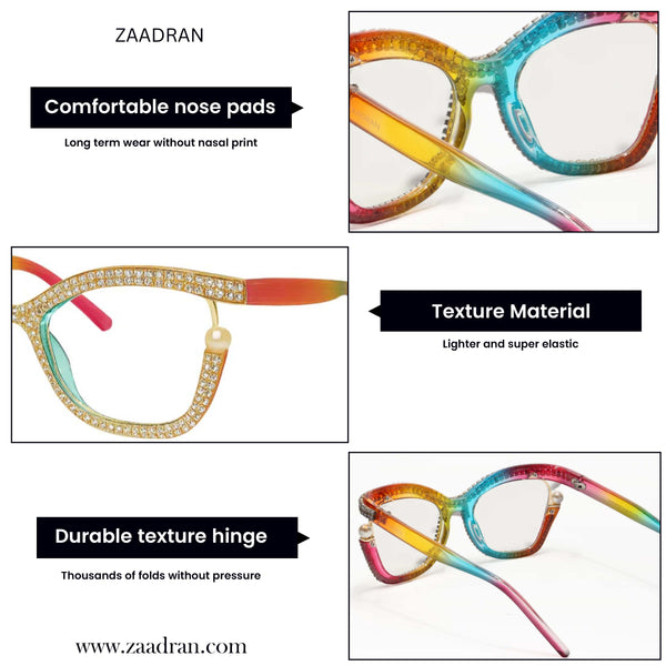 Diamond Cateyes | Rainbow Fancy White Crystals Wayfarer Transparent Sunglass