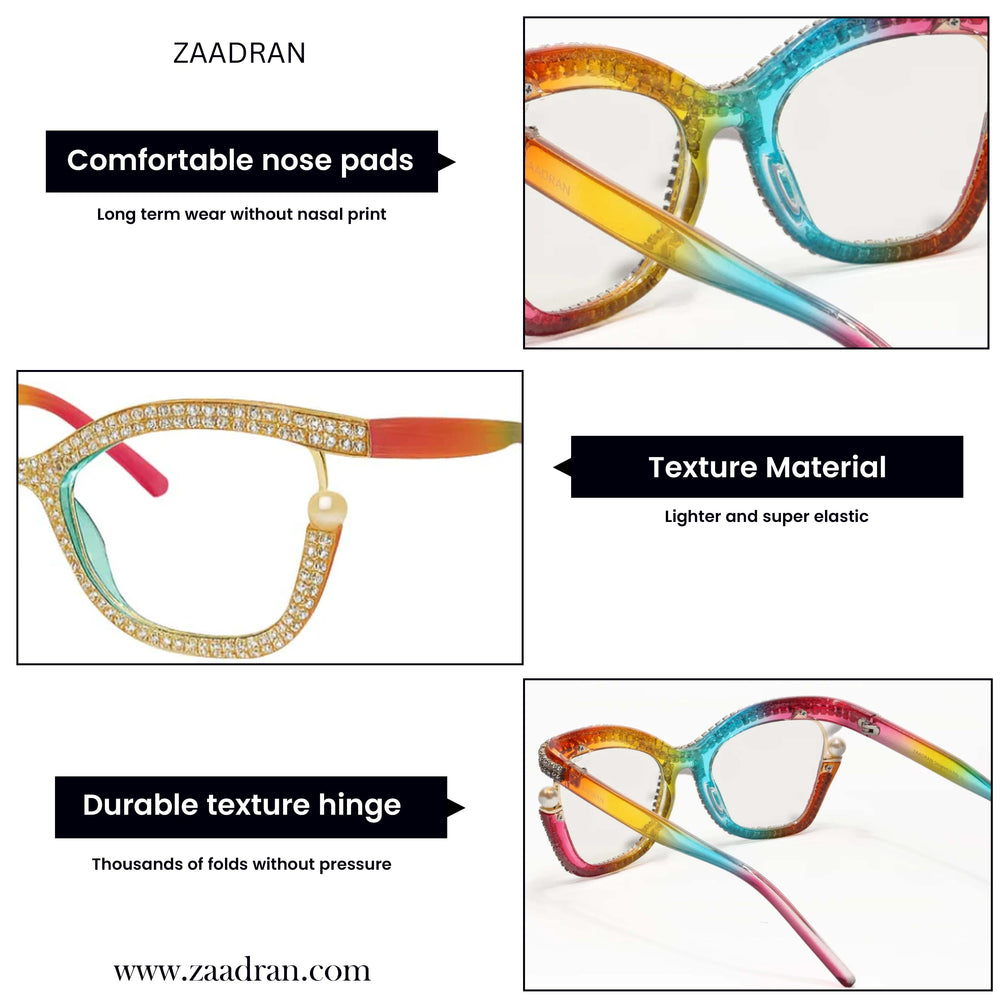 Diamond Cateyes | Rainbow Fancy White Crystals Wayfarer Transparent Sunglass