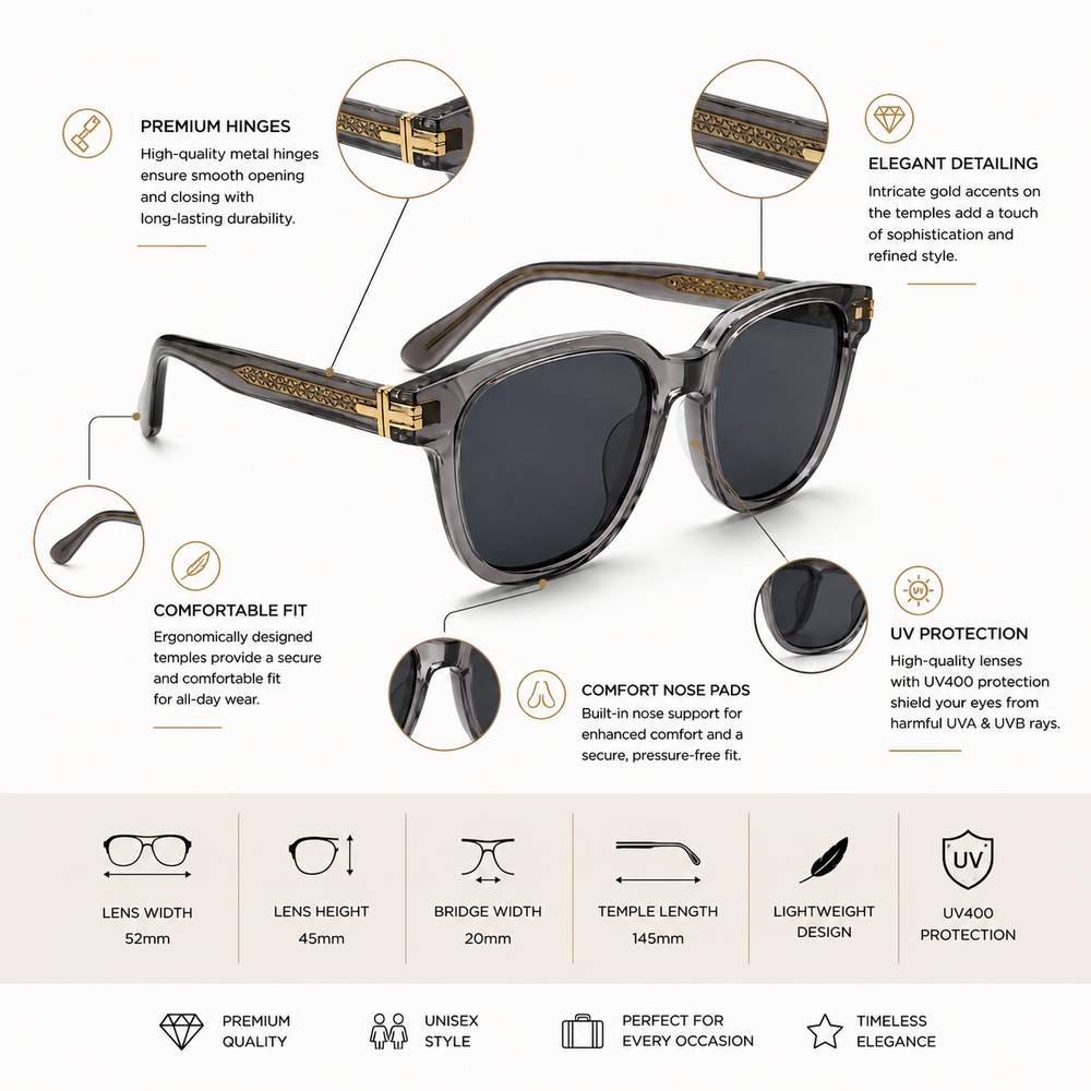 Graphite Gold Round Grey Sunglass