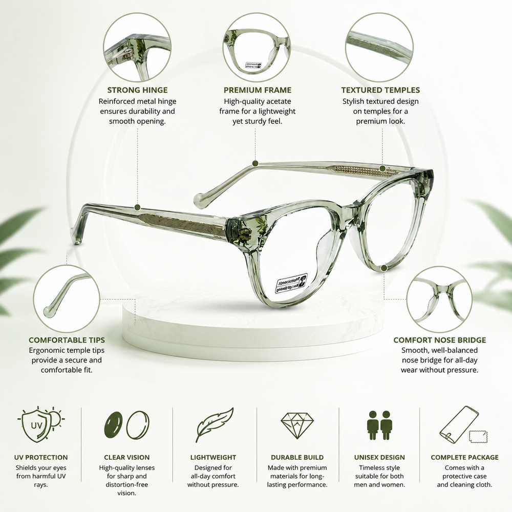 Belfast Classic Light Green Rectangle Sunglass