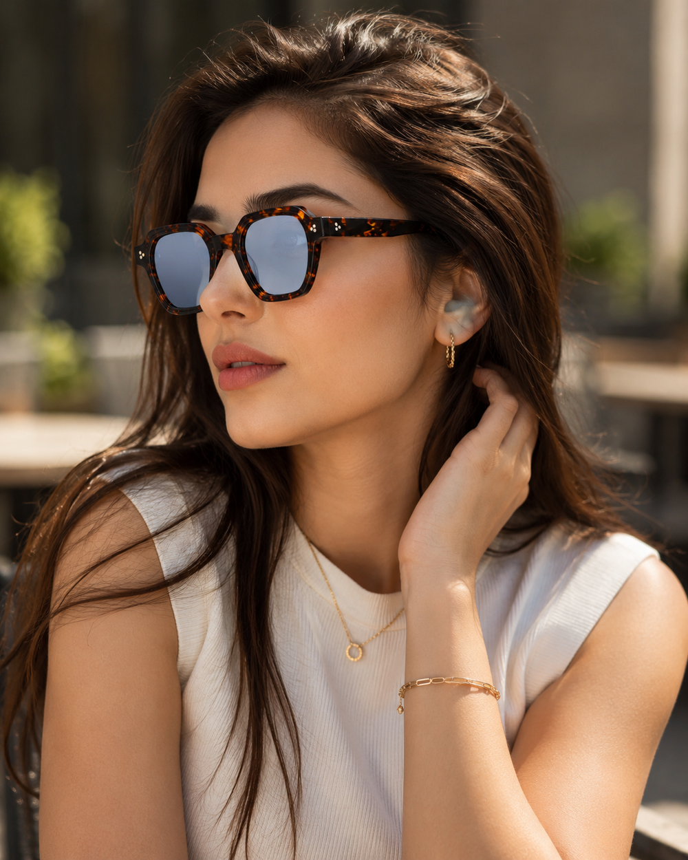 Athens Light Blue Leopard Sunglass