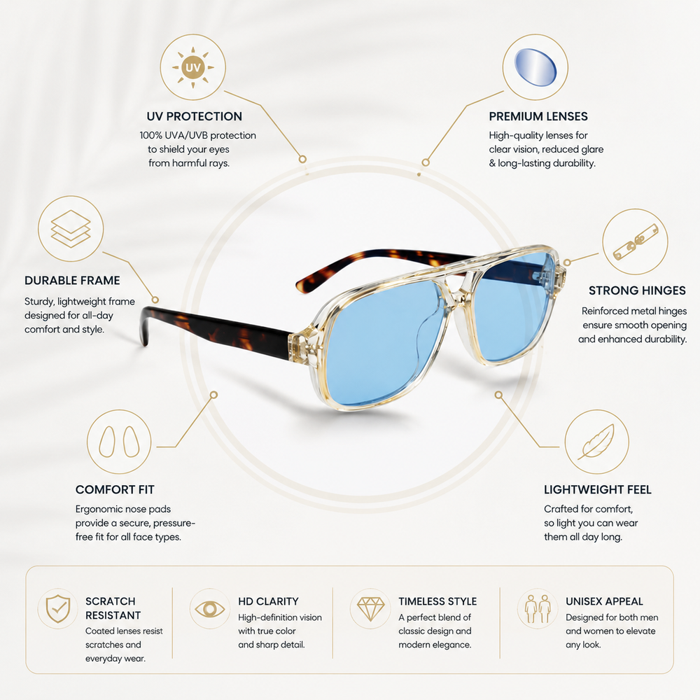 Saint | Cool Blue Wayfarer Aviator Sunglass