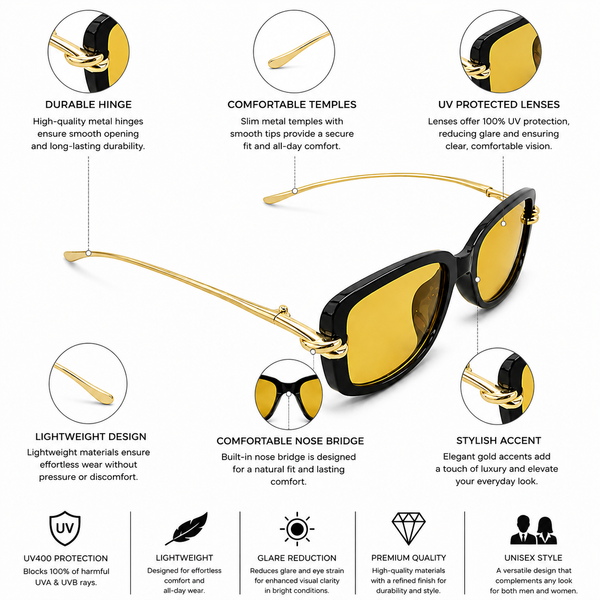 Royal Knot Black Yellow Sunglass