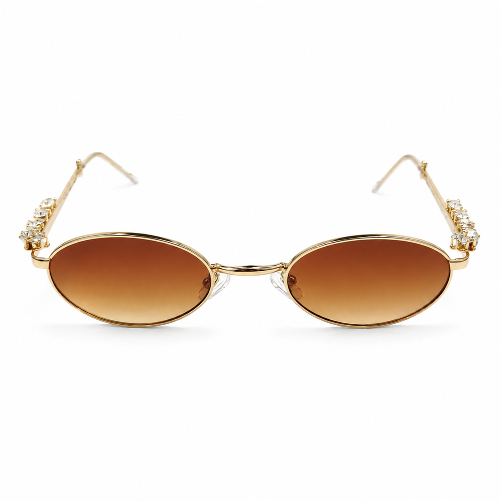 Four Diamond Lady | Golden Brown Oval Sunglass