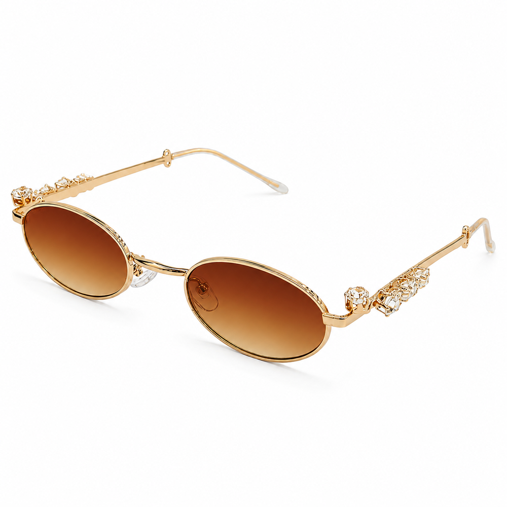 Four Diamond Lady | Golden Brown Oval Sunglass