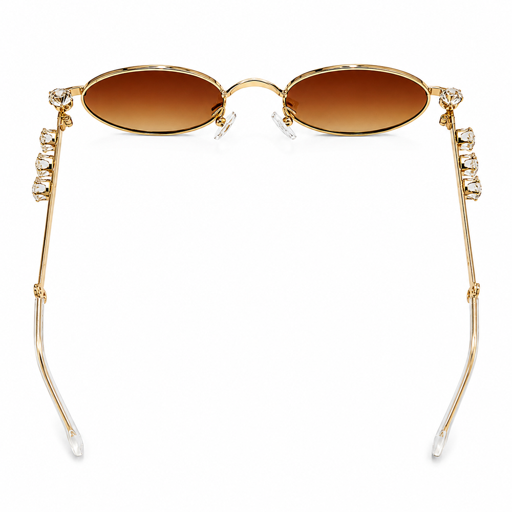Four Diamond Lady | Golden Brown Oval Sunglass