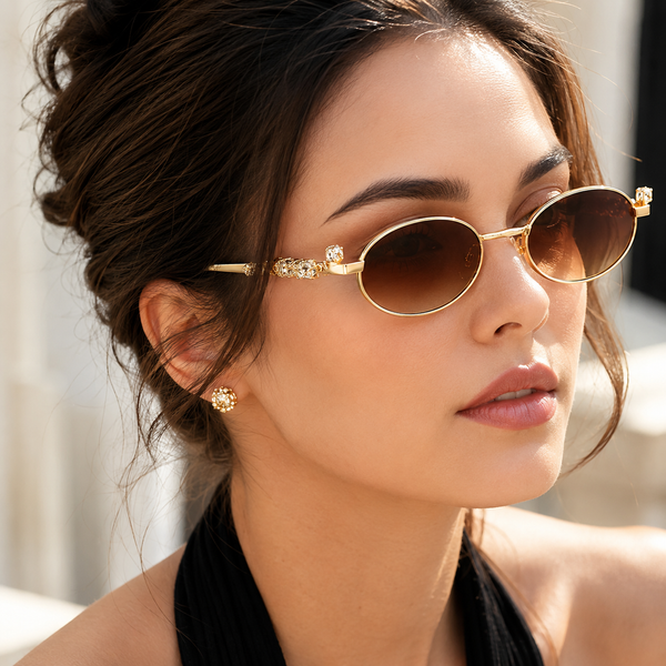 Four Diamond Lady | Golden Brown Oval Sunglass