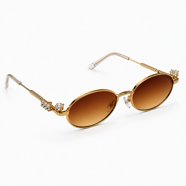 Four Diamond Lady | Golden Brown Oval Sunglass