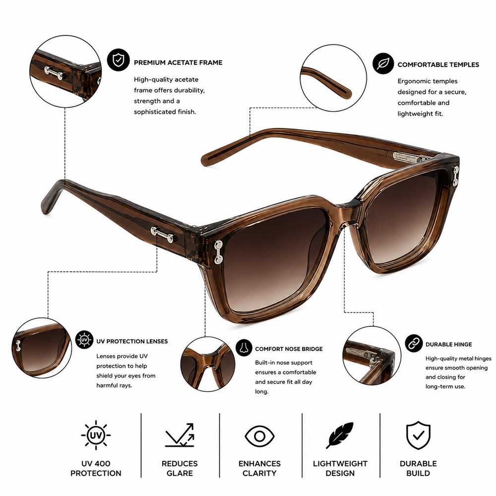 Istan Light Brown Wayfarer Sunglass