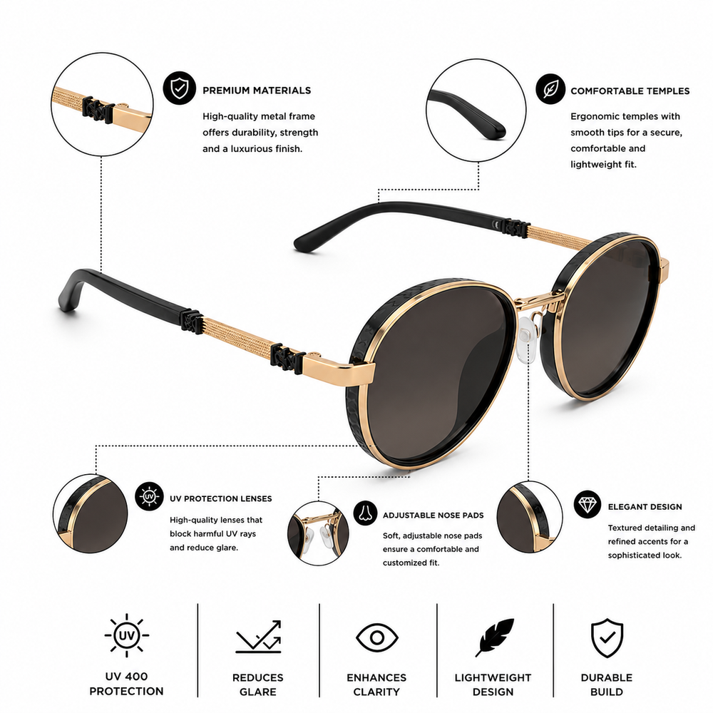 Berlin Black Dual Tone Aviator Sunglass