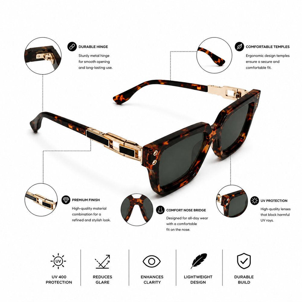Forest Vogue Leopard Green Wayfarer Sunglass