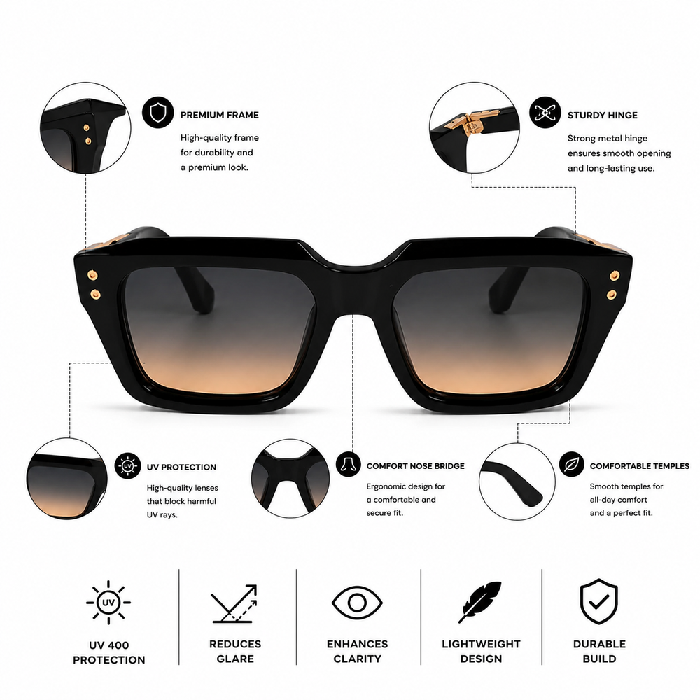 Forest Vogue Black Dual Tone Wayfarer Sunglass