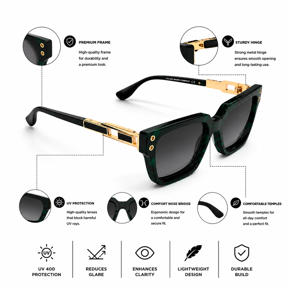 Forest Vogue Black Green Wayfarer Sunglass