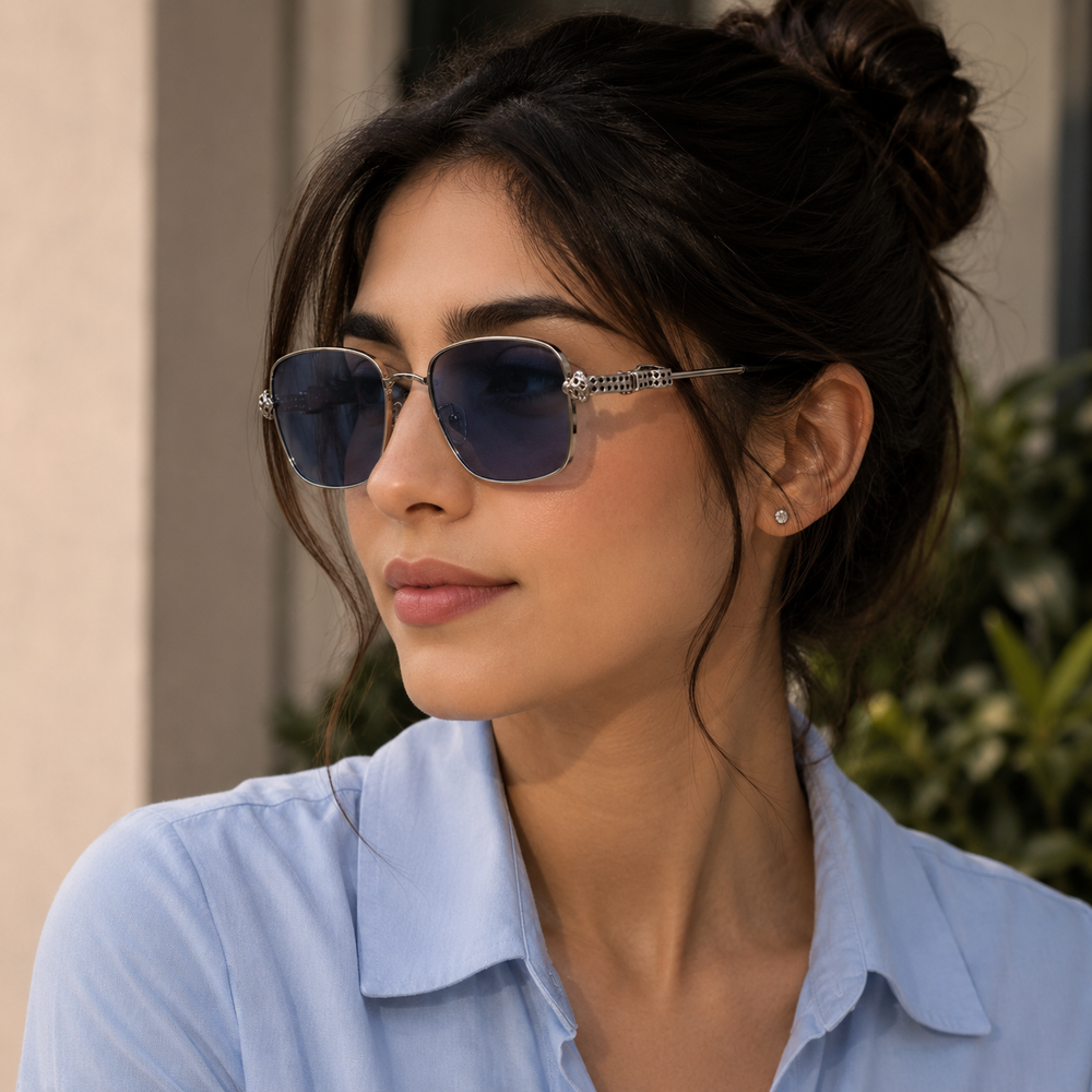 Classic Silver Blue Rim Sunglass