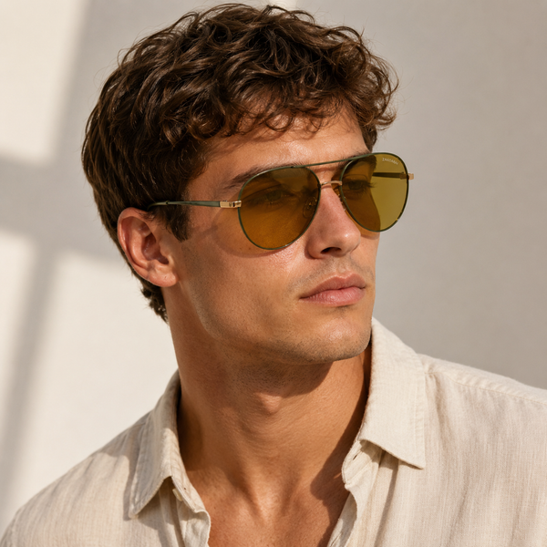 Royal Olive Green Metal Aviator Sunglass