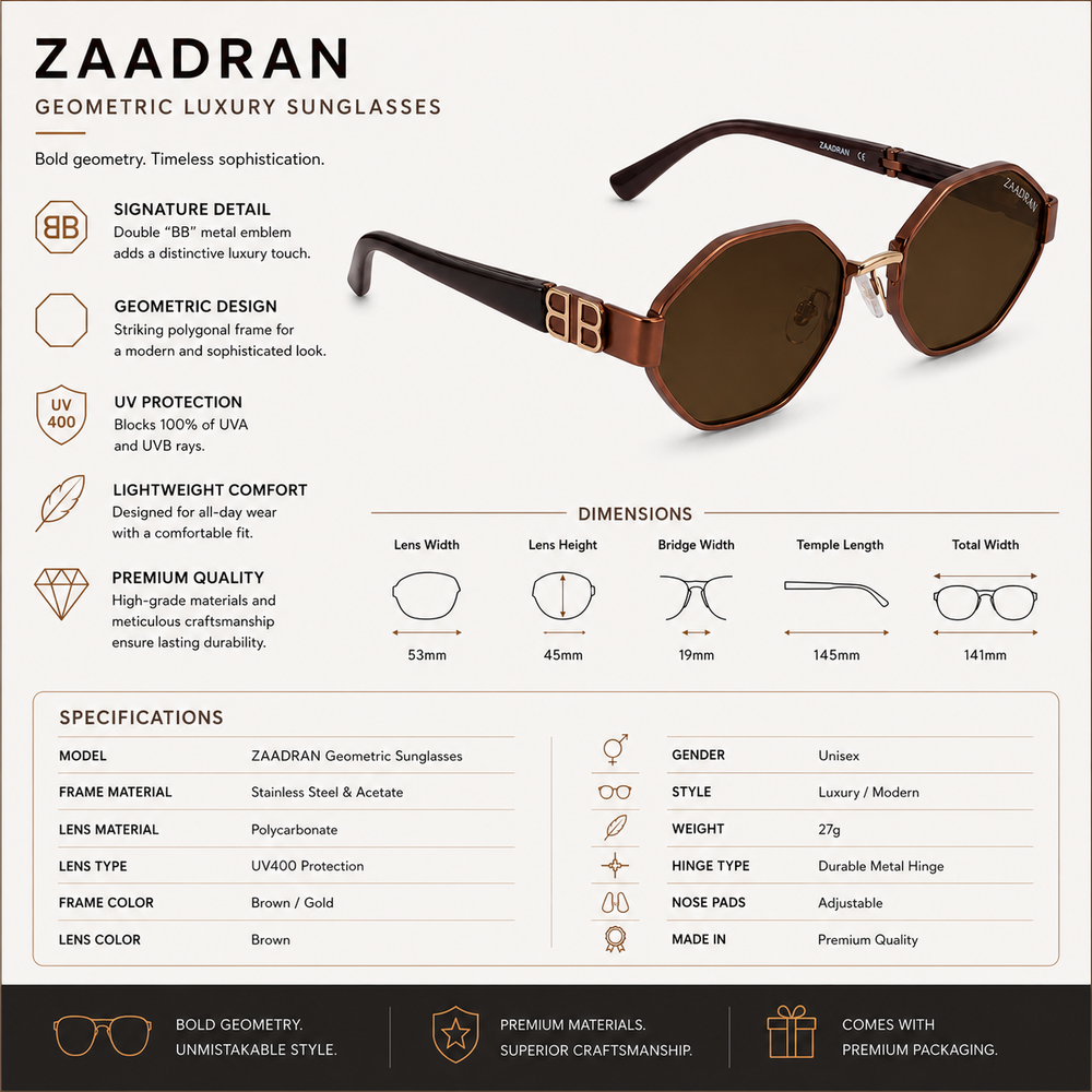 Monarch Hexa Black Brown Wayfarer Sunglass