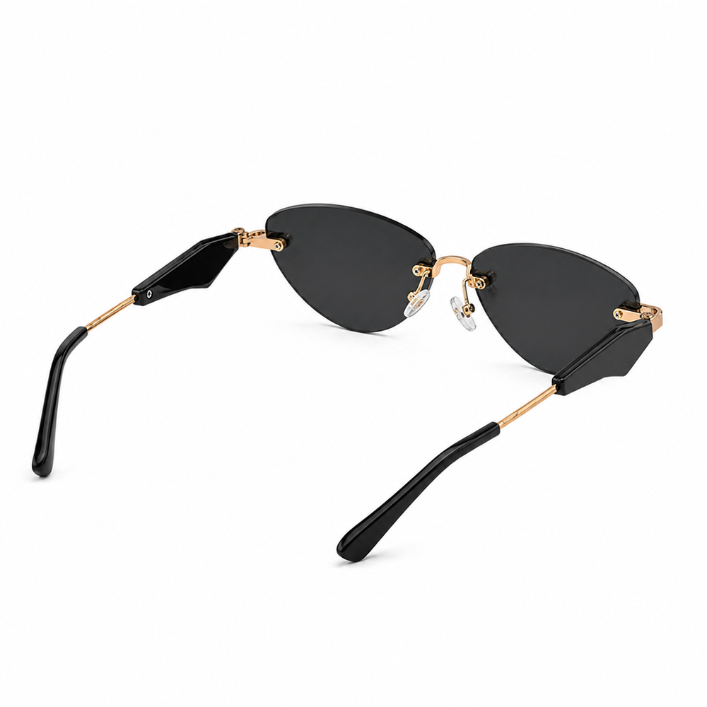 Eclipse Oval  Black Rimless Sunglass