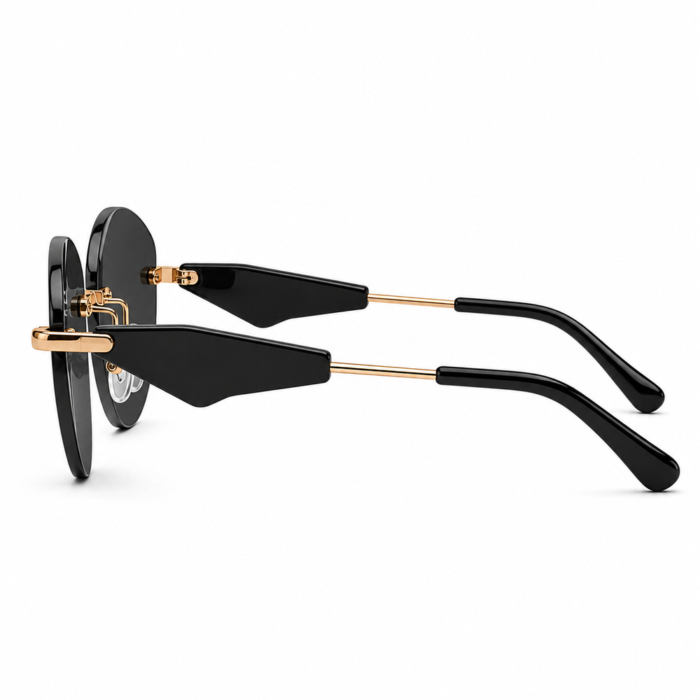 Eclipse Oval  Black Rimless Sunglass