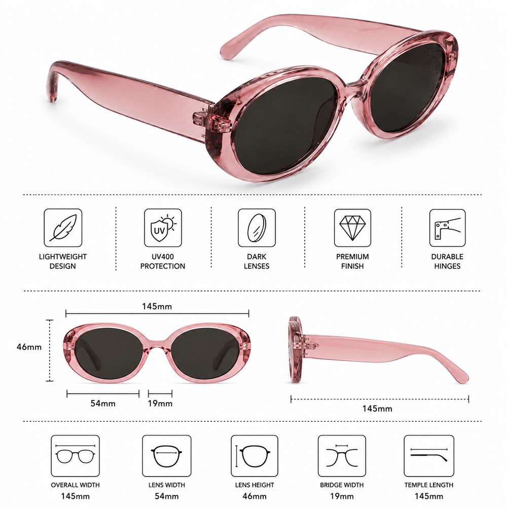Miami Blush Pink Grey Sunglass