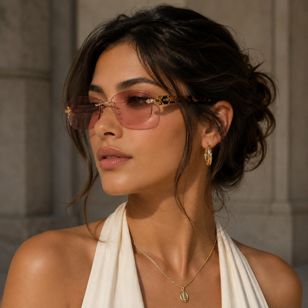 Blossom Marble Pink Riimless Sunglass