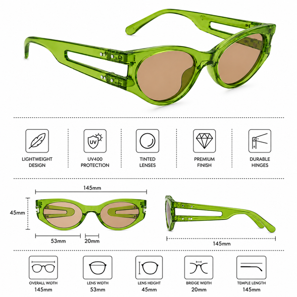 Retro Cat-Eye Green Sunglass