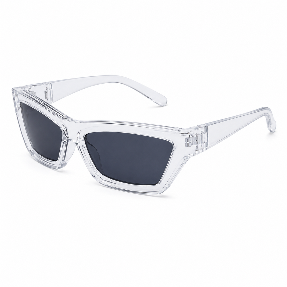Kyoto Geometric Cat-Eye White Transparent Sunglass