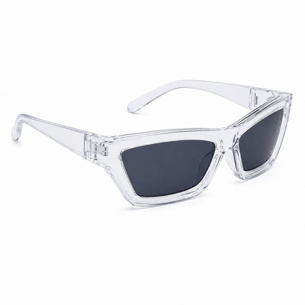 Kyoto Geometric Cat-Eye White Transparent Sunglass