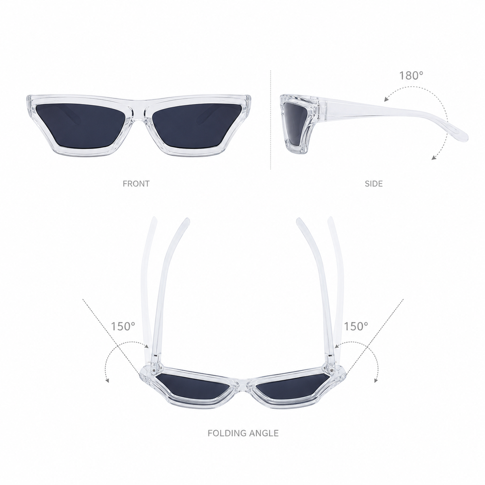 Kyoto Geometric Cat-Eye White Transparent Sunglass