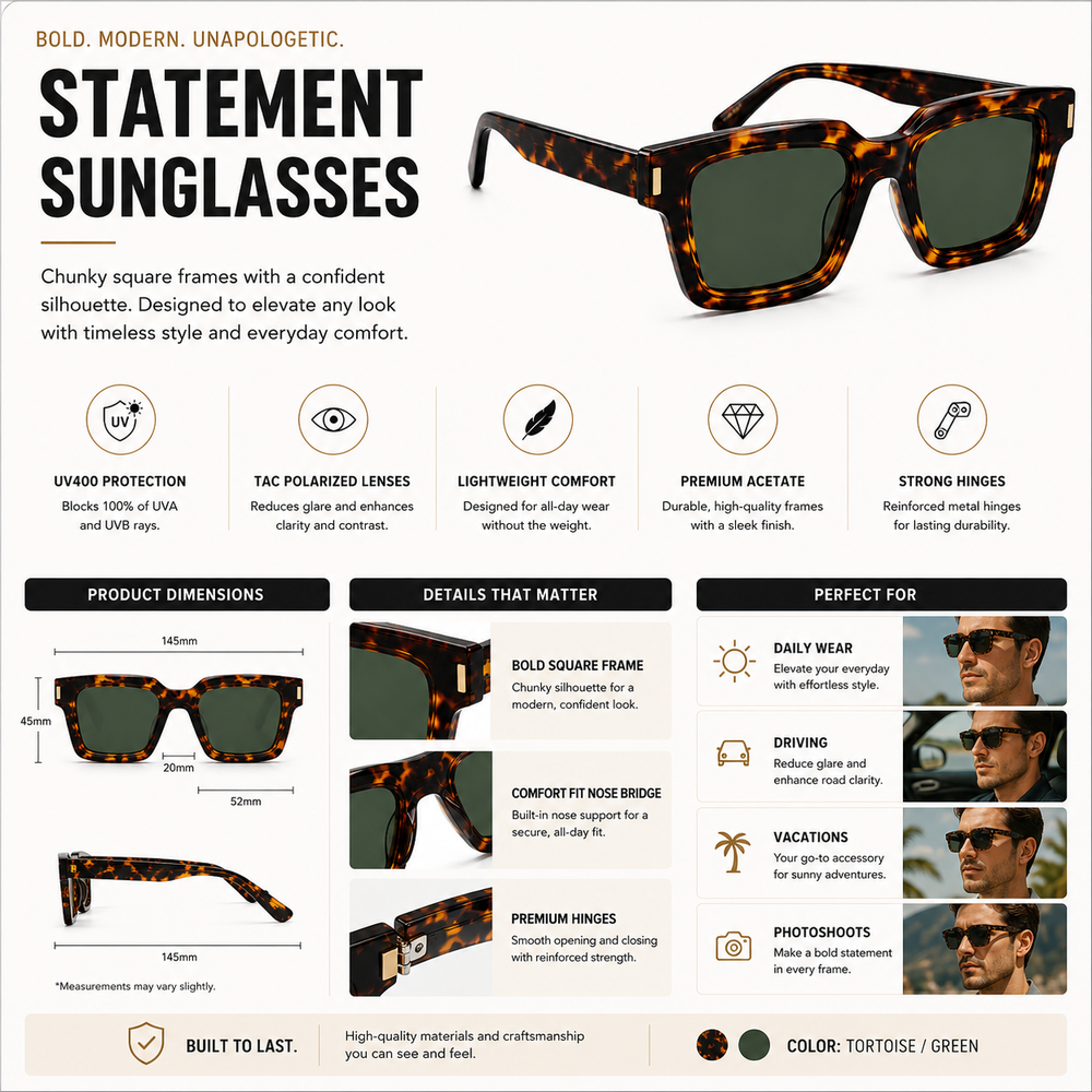 Royal Edge Leopard Green Sunglass
