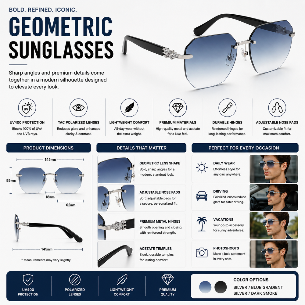 Dominica Ocean Blue Silver Sunglass