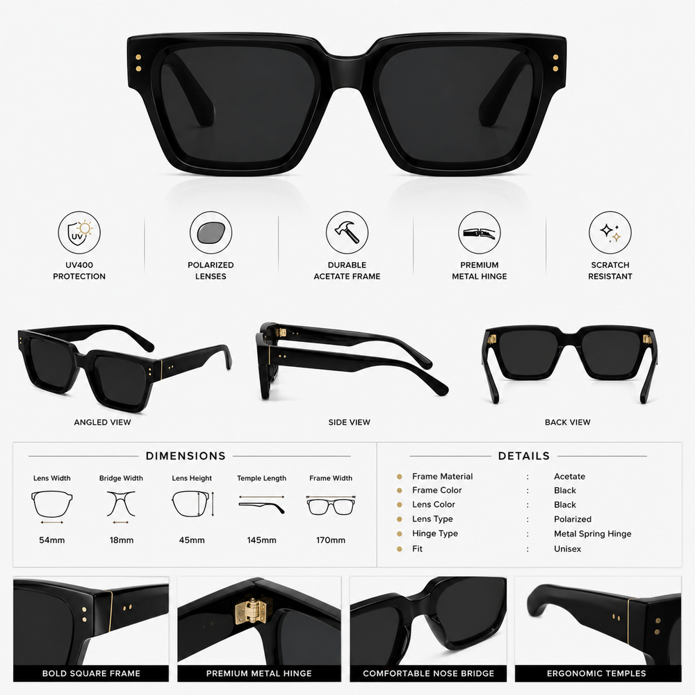 USA | Black Wayfarer Sunglass