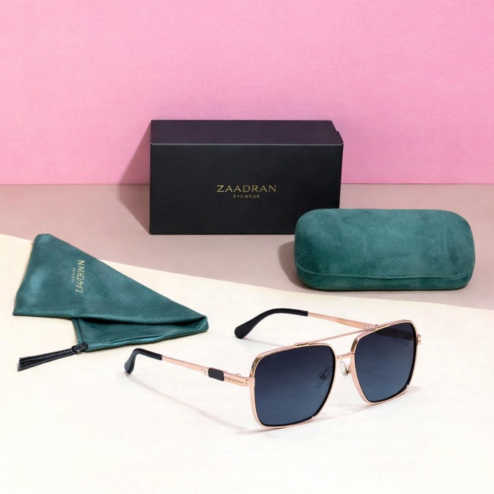 Alaska | Golden Black Aviator Sunglass - (ZAADWFALBLK0004)