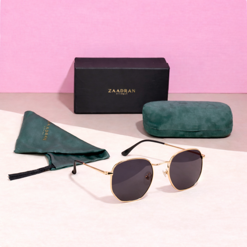 Chile| Brown Hexa Gold Oversize Sunglass