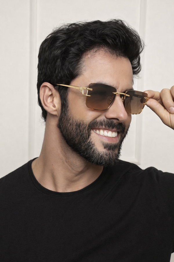 Alberta | Brown Rimless Square Sunglass