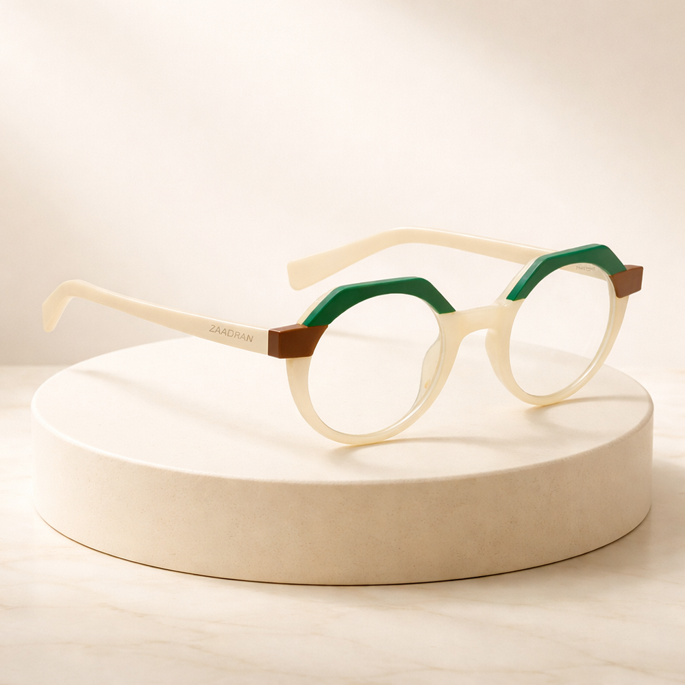 Oceania | Cream Green Transparent Round Sunglass