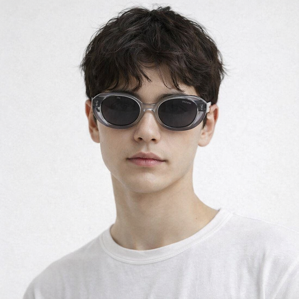 Hungary Octa | Grey Round Wayfarer Sunglass