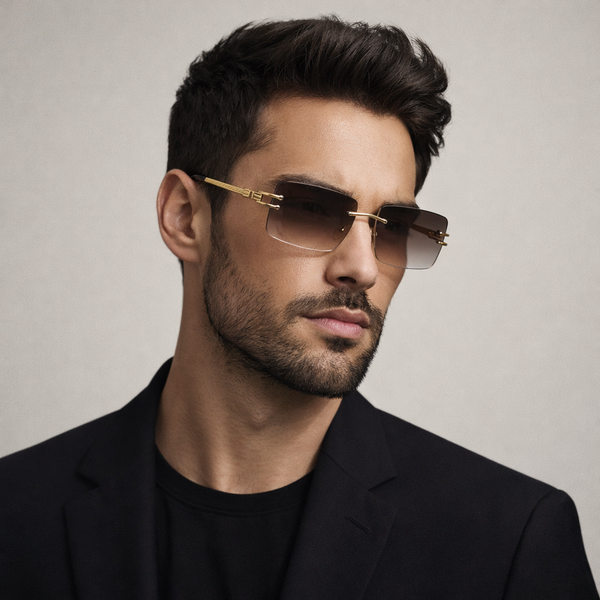 Austria | Golden Brown Rimless Rectangle Sunglass - (ZAADRLASGLDBR0020)