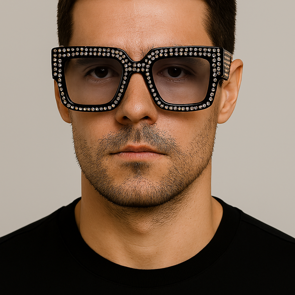 Diamond Eyes | Black Crystal Wayfarer Transparent Sunglass