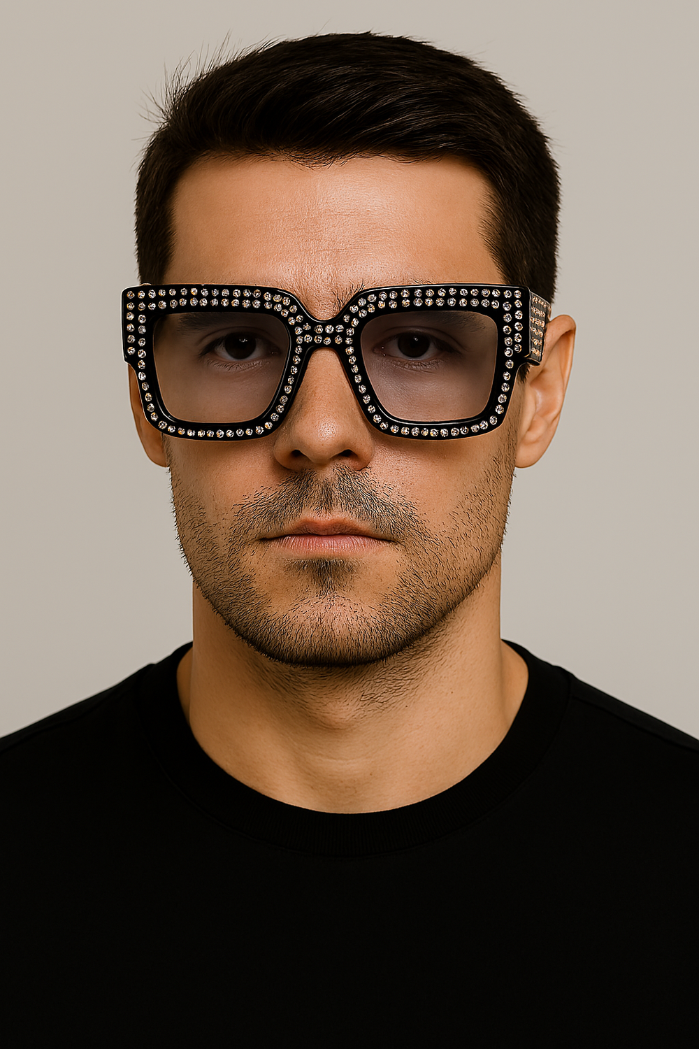 Diamond Eyes | Black Crystal Wayfarer Transparent Sunglass