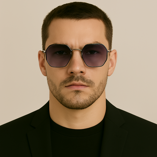 Hinge | Black Silver Oversize Sunglass