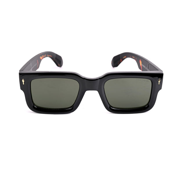 Almaty | Black Green Wayfarer Sunglass - (ZAADWFAMBLKGN0014)