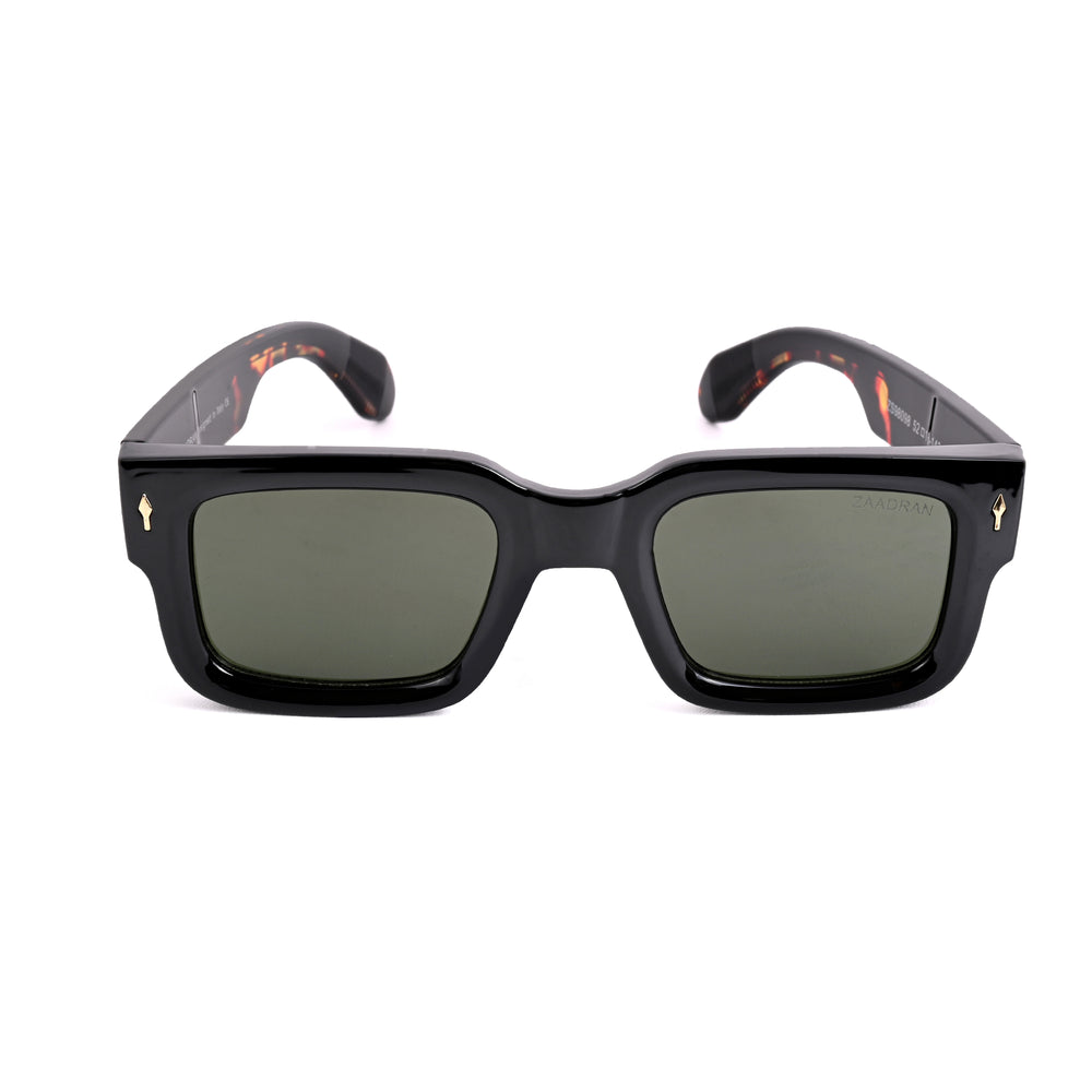 Almaty | Black Green Wayfarer Sunglass - (ZAADWFAMBLKGN0014)