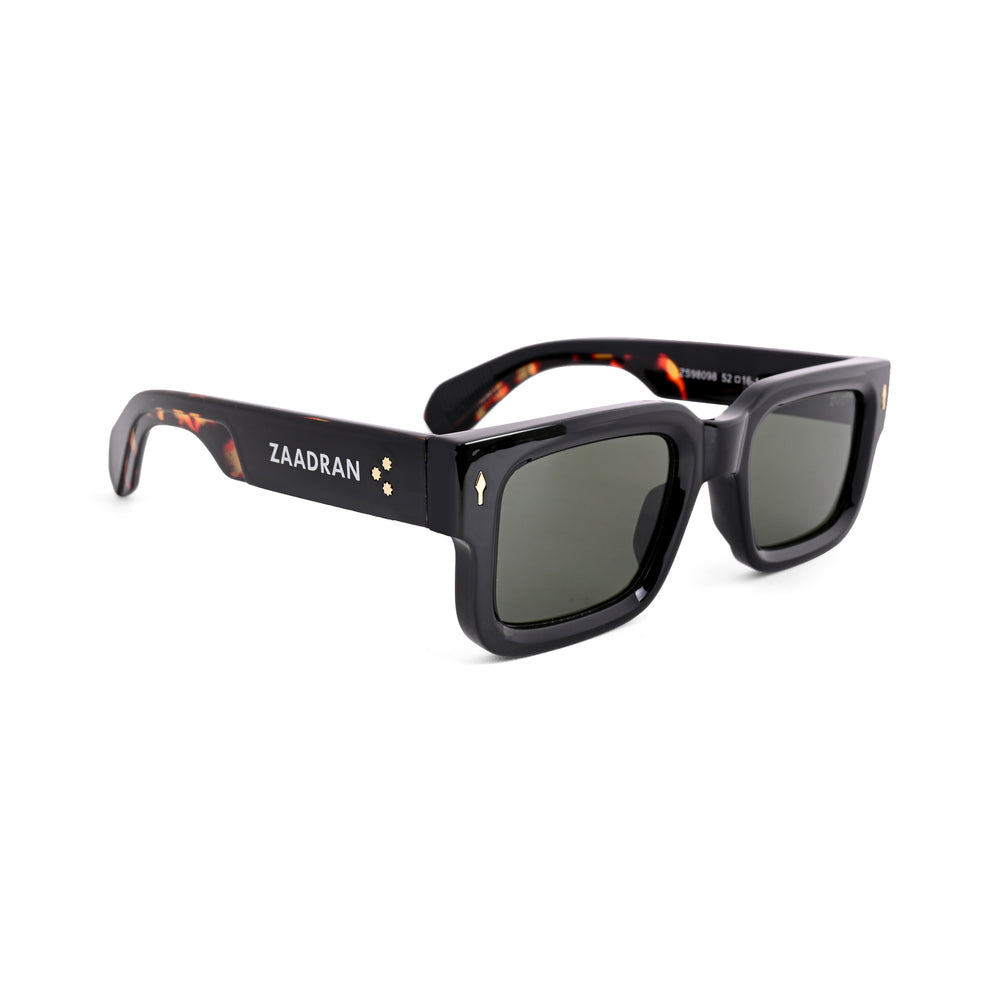Almaty | Black Green Wayfarer Sunglass - (ZAADWFAMBLKGN0014)