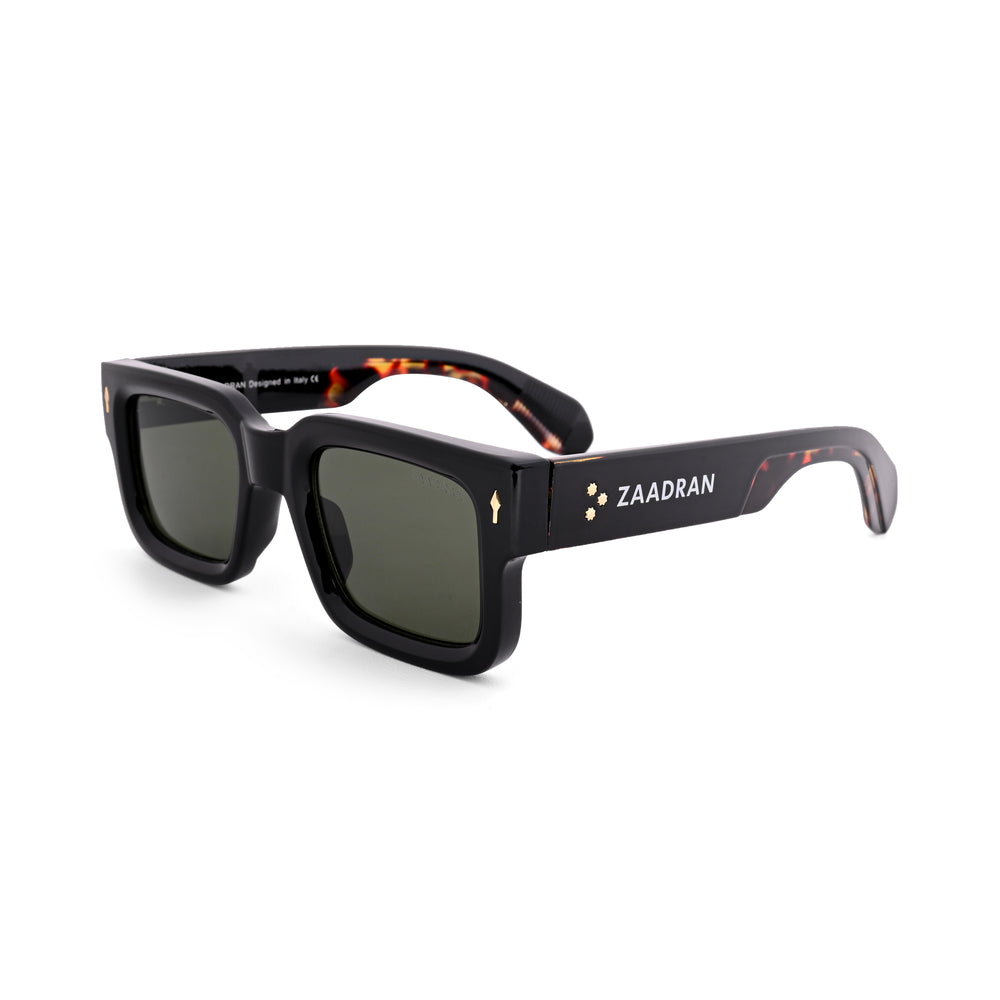 Almaty | Black Green Wayfarer Sunglass - (ZAADWFAMBLKGN0014)