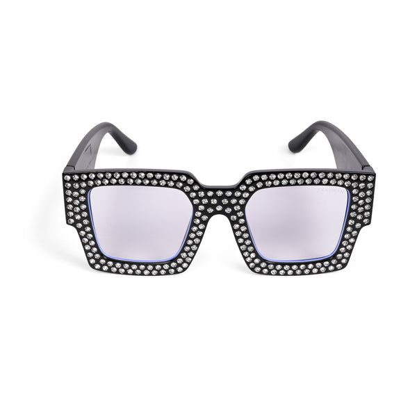 Diamond Eyes | Black Crystal Wayfarer Transparent Sunglass