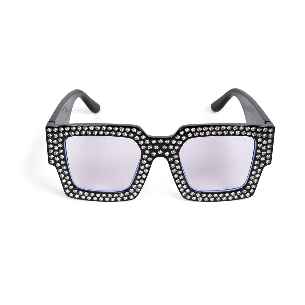 Diamond Eyes | Black Crystal Wayfarer Transparent Sunglass