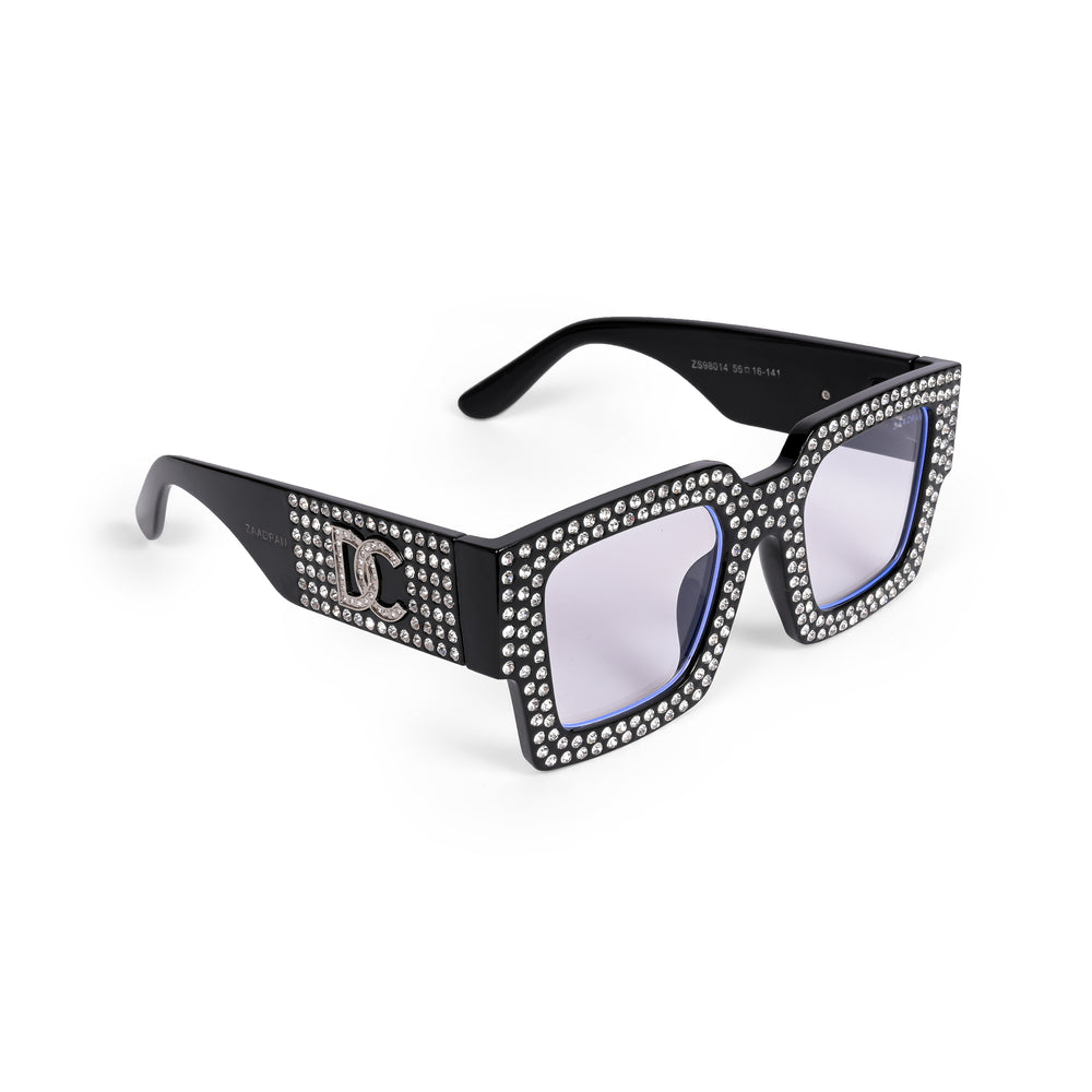 Diamond Eyes | Black Crystal Wayfarer Transparent Sunglass